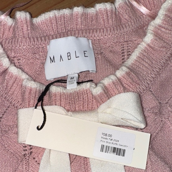 Pink Ruffled Crew Neck Sweater - Picture 3 of 4